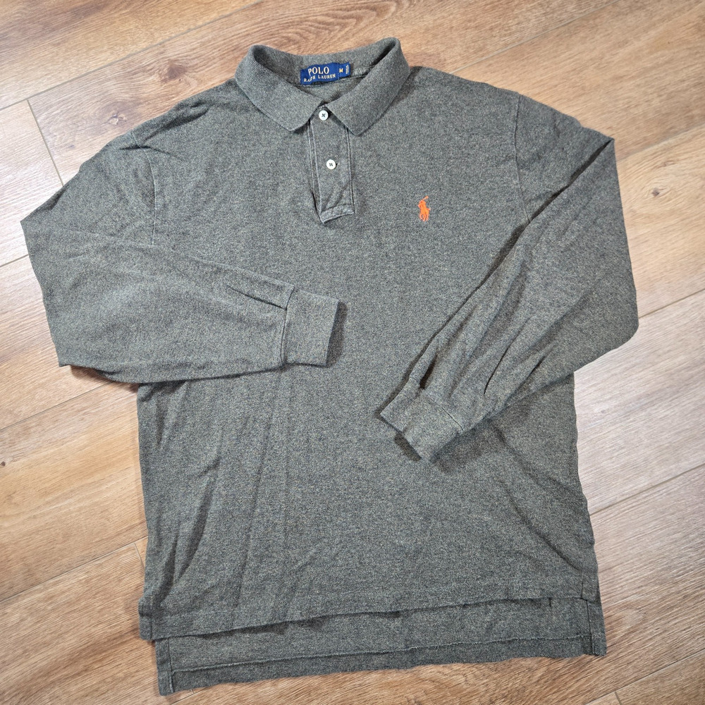 Vintage Polo Ralph Lauren Polo Shirt Mens M Gray Orange Pony Old Money Ivy